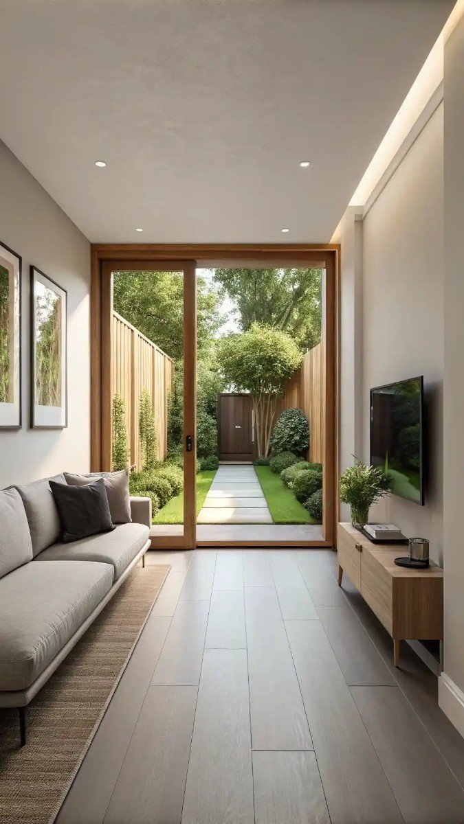 small living room with garden doors 17