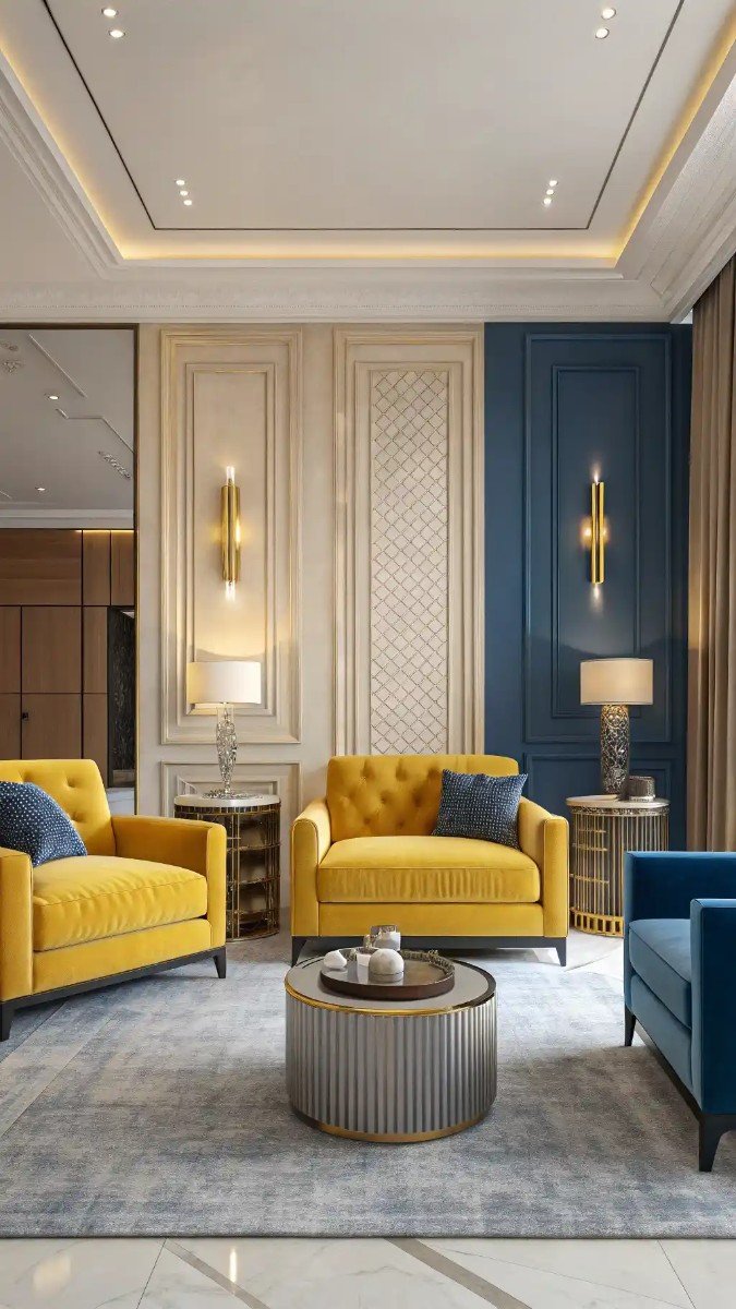 living room design yellow and blue 4