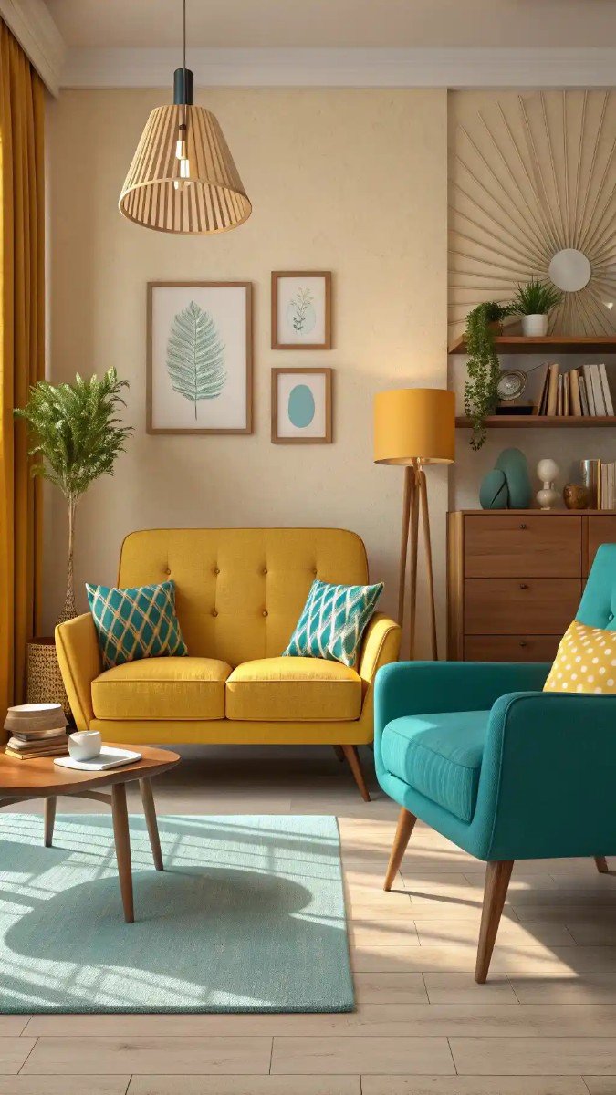 living room design yellow and blue 15