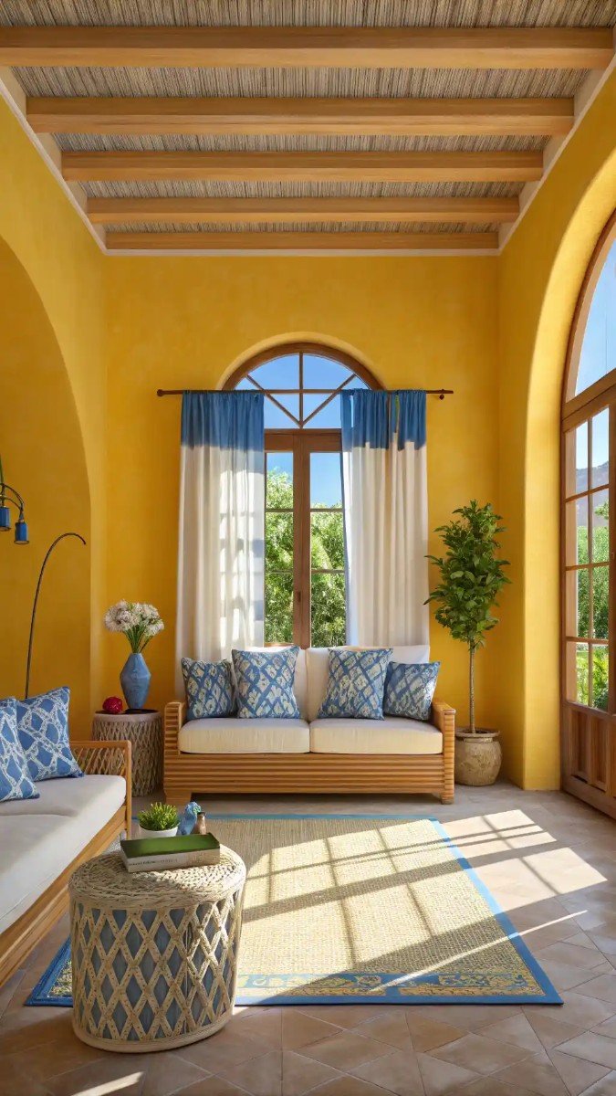 living room design yellow and blue 17