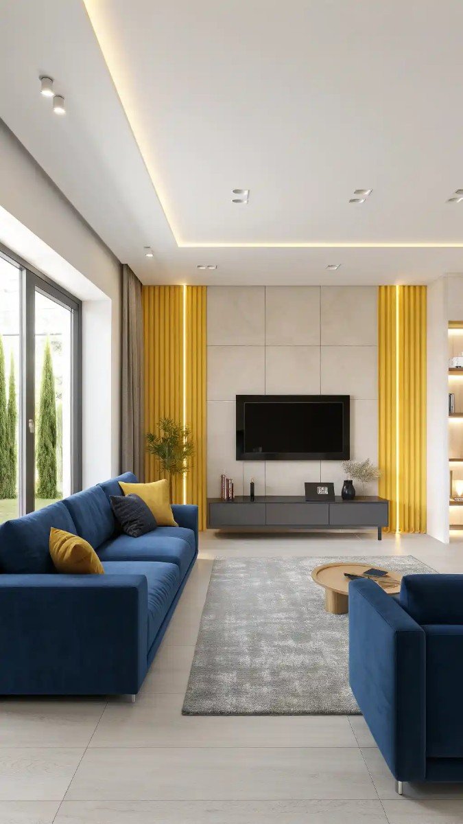 living room design yellow and blue 18