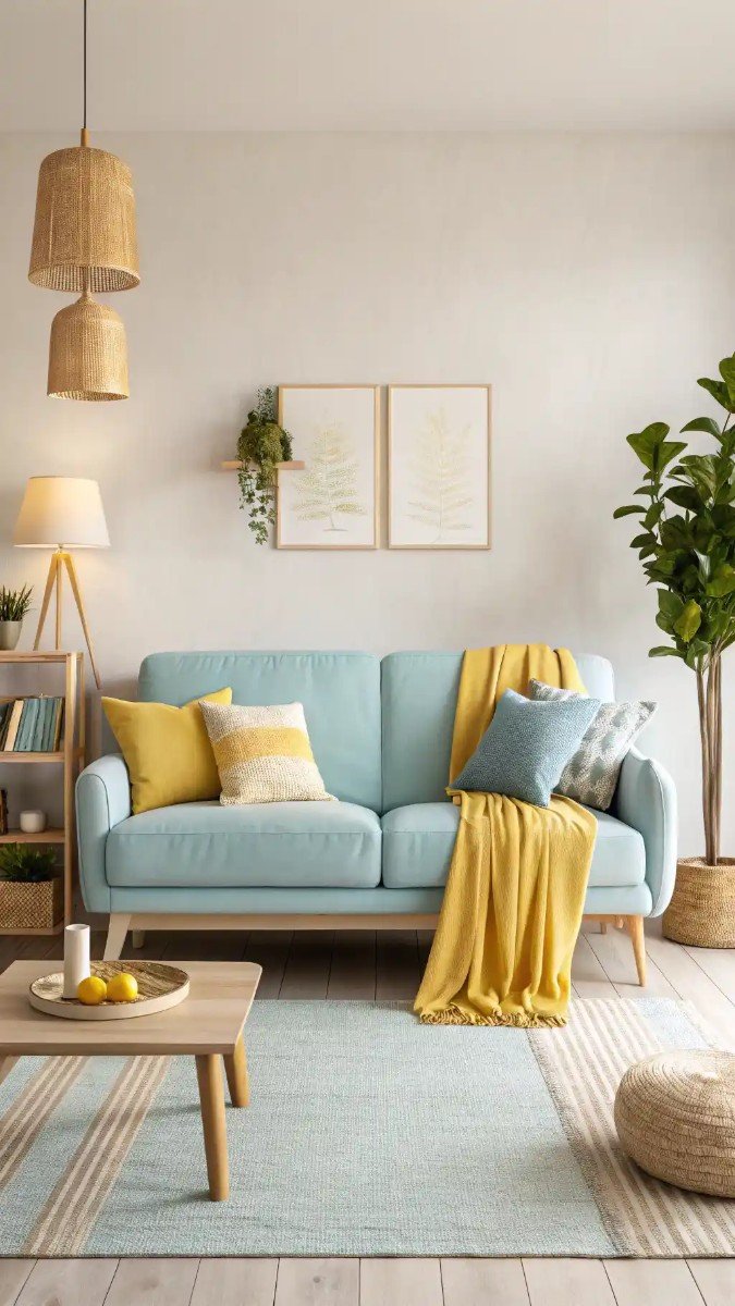 living room design yellow and blue 20