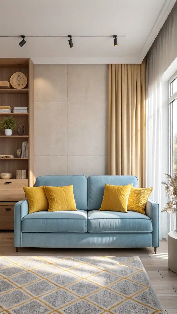 living room design yellow and blue 21