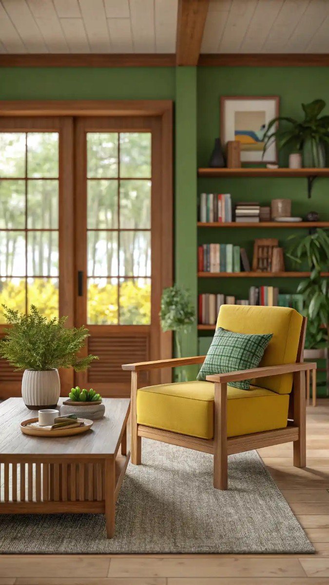 green and yellow living room design 1