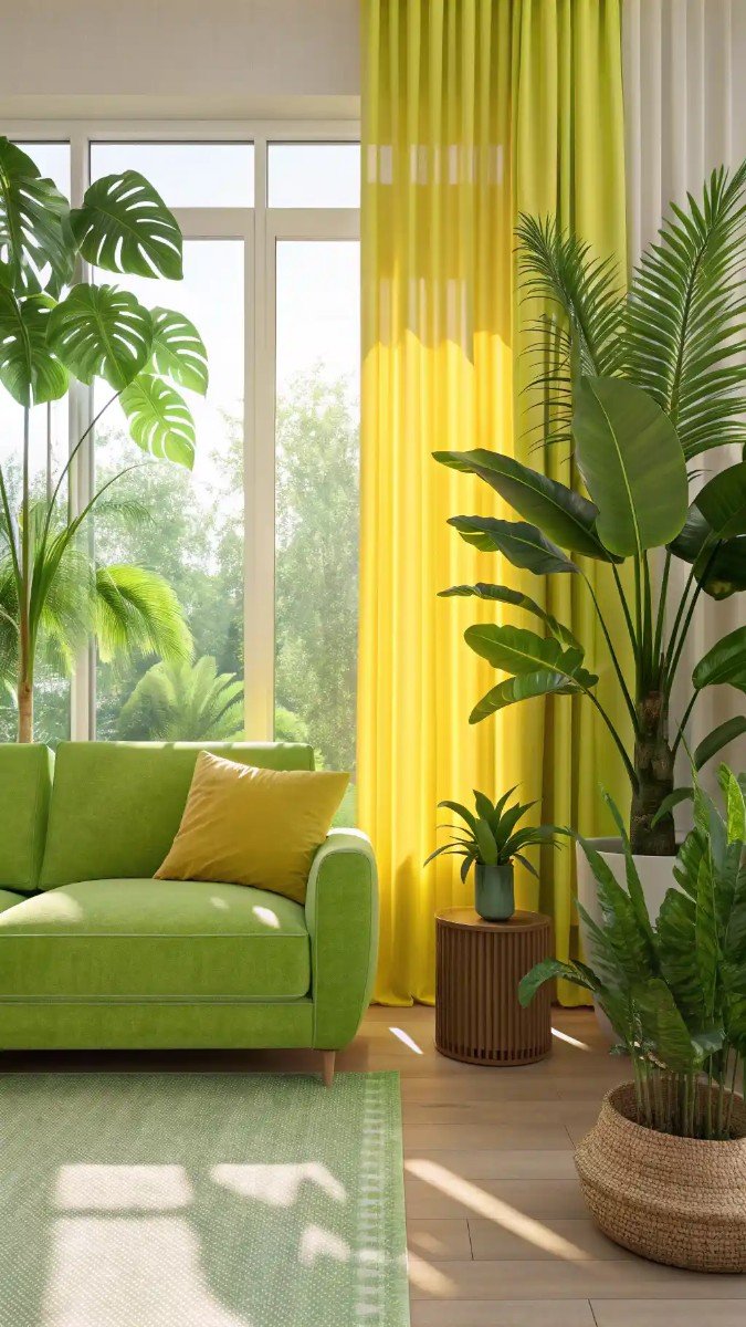 green and yellow living room design 2