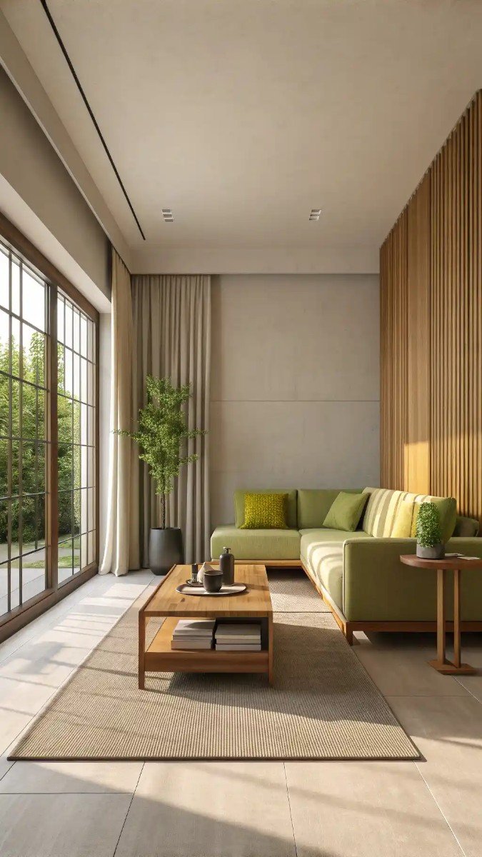 green and yellow living room design 8