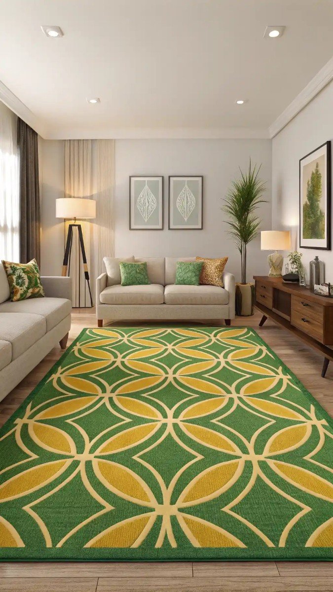 green and yellow living room design 16