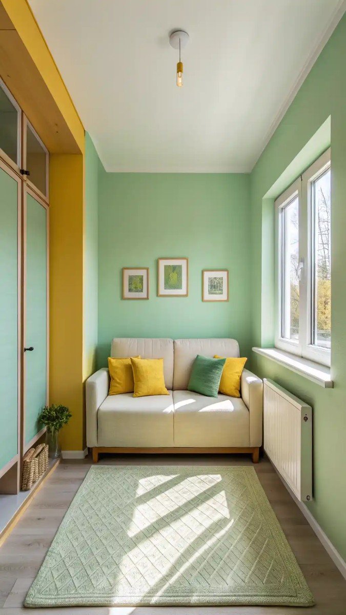 green and yellow living room design 19