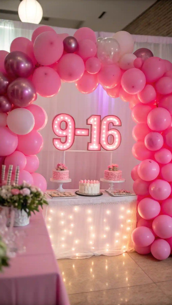 living room birthday decorations pink 4