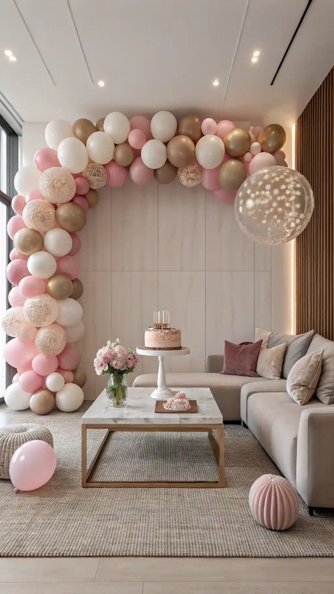 living room birthday decorations pink 5