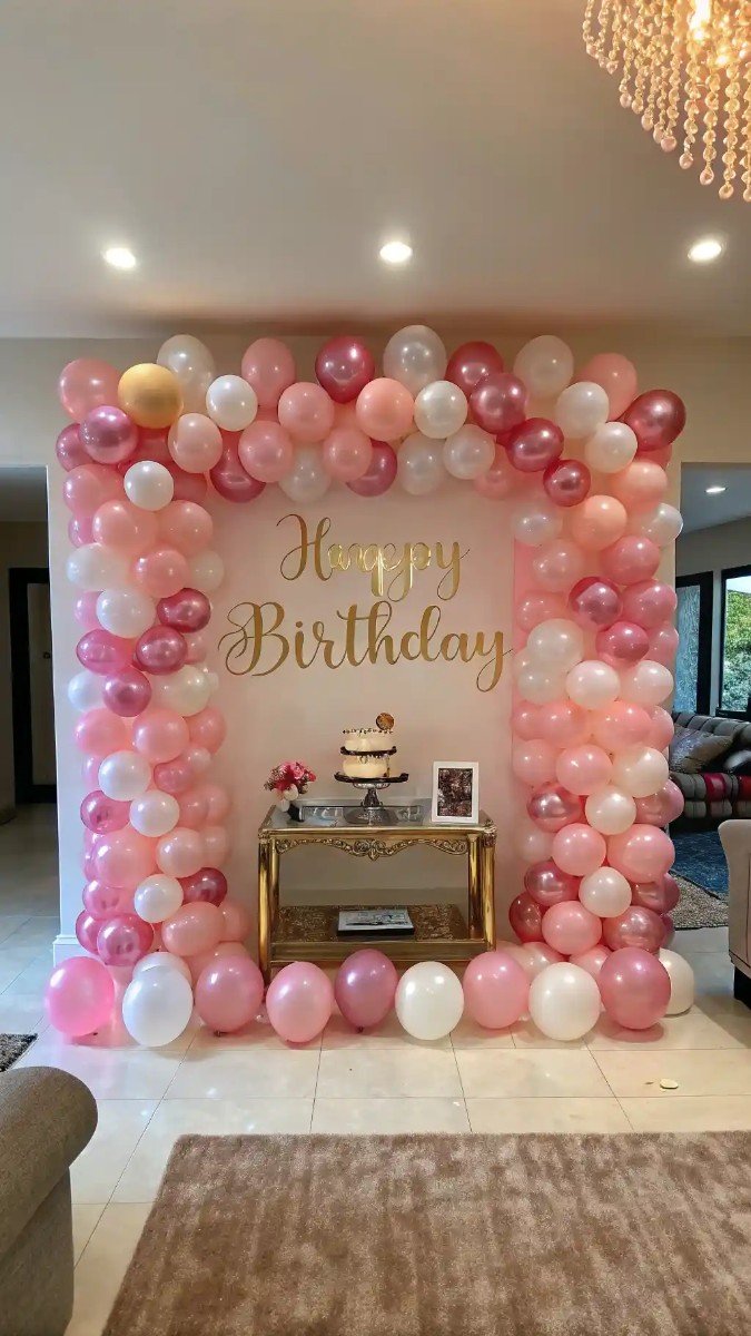 living room birthday decorations pink 7