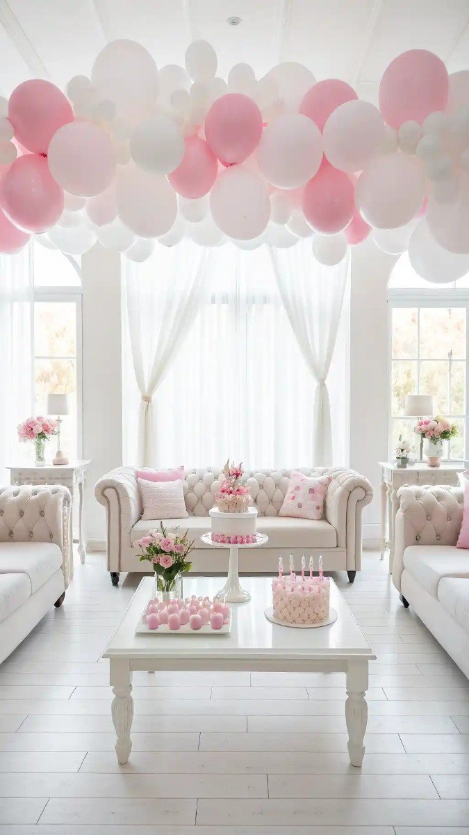 living room birthday decorations pink 8