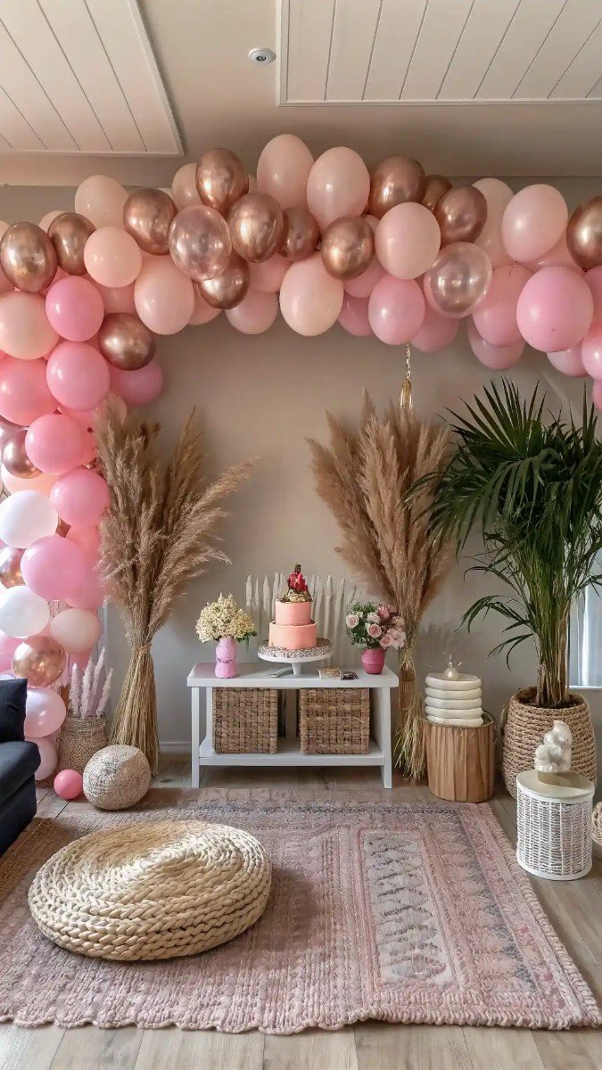 living room birthday decorations pink 9