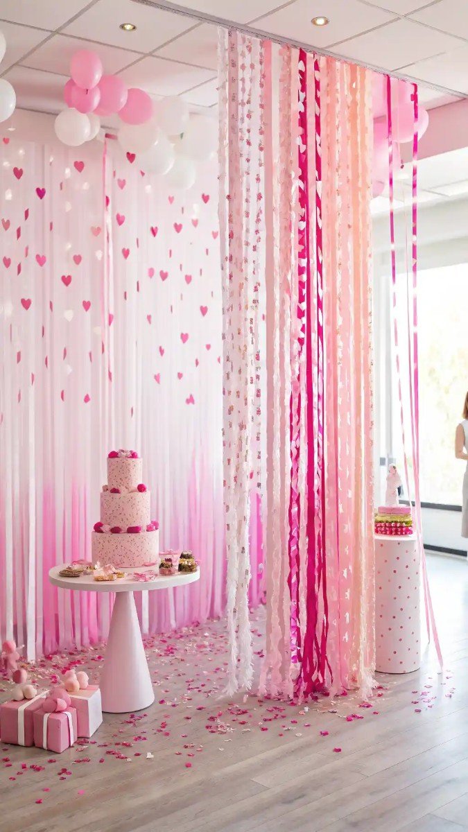 living room birthday decorations pink 13