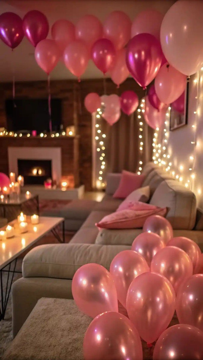 living room birthday decorations pink 14