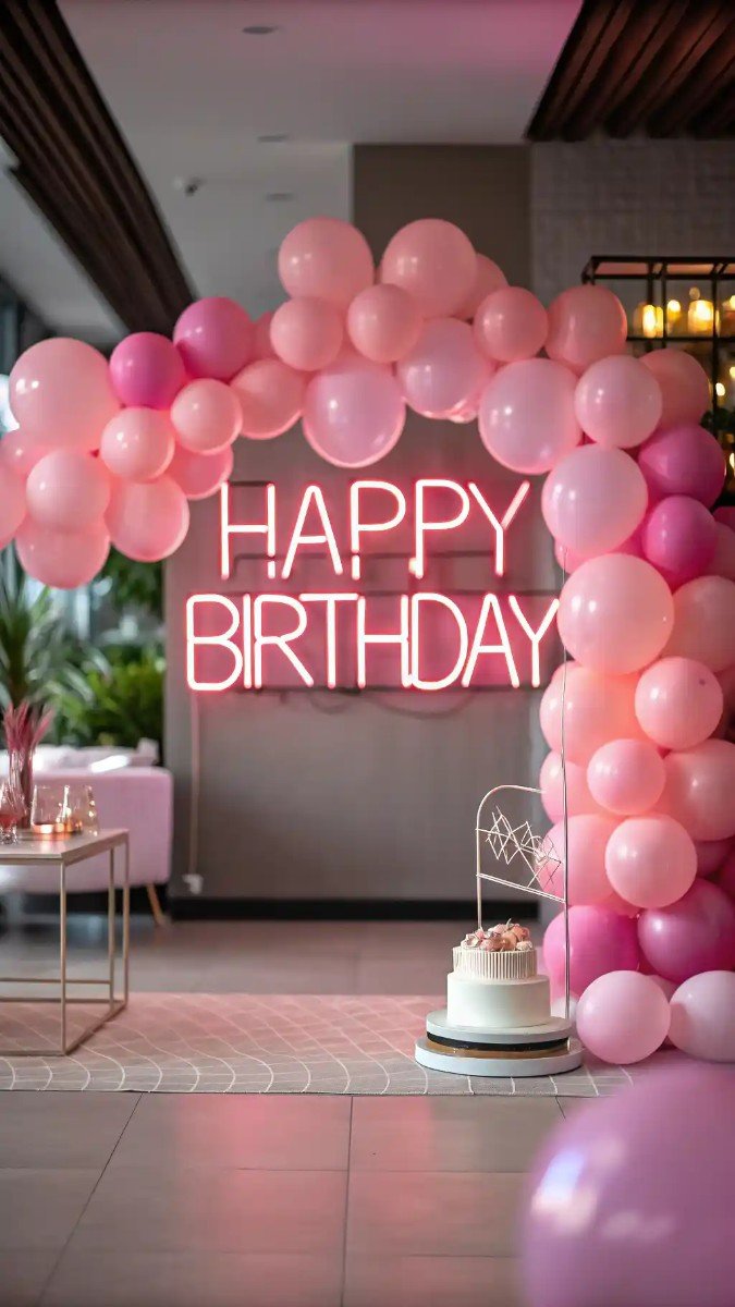 living room birthday decorations pink 15