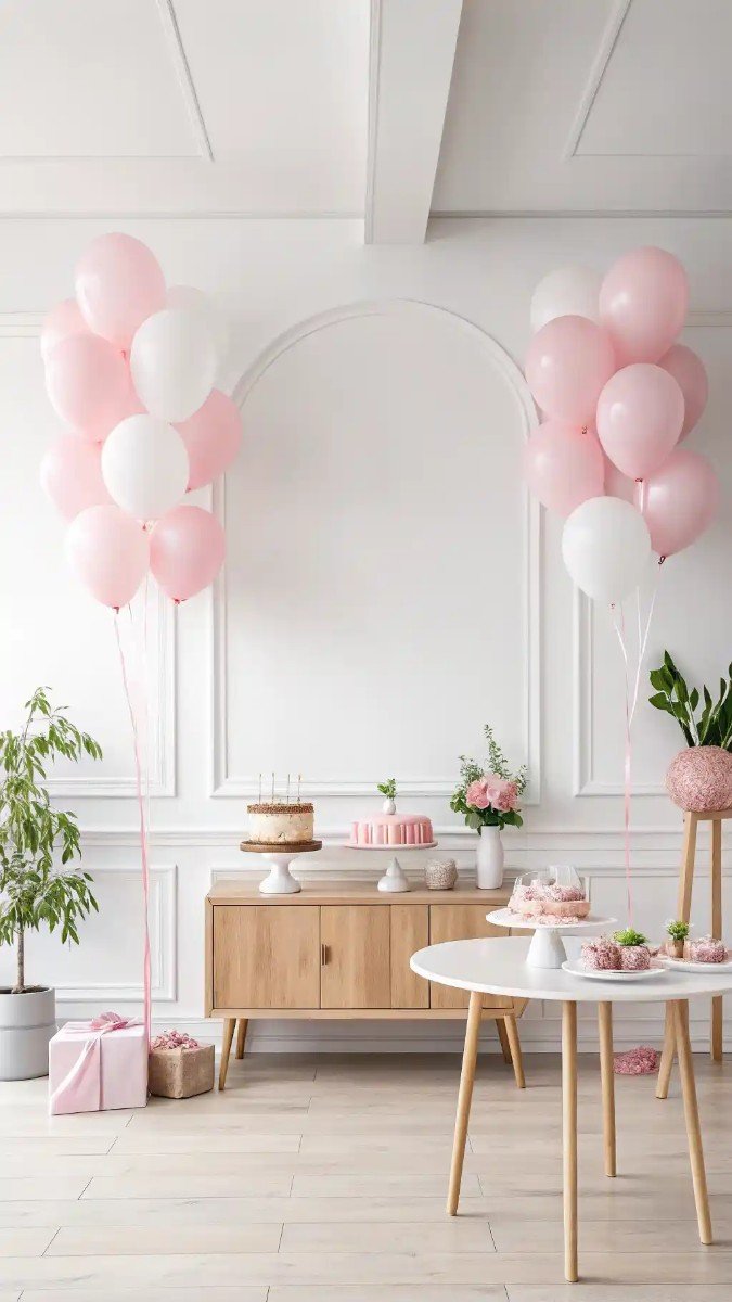 living room birthday decorations pink 17