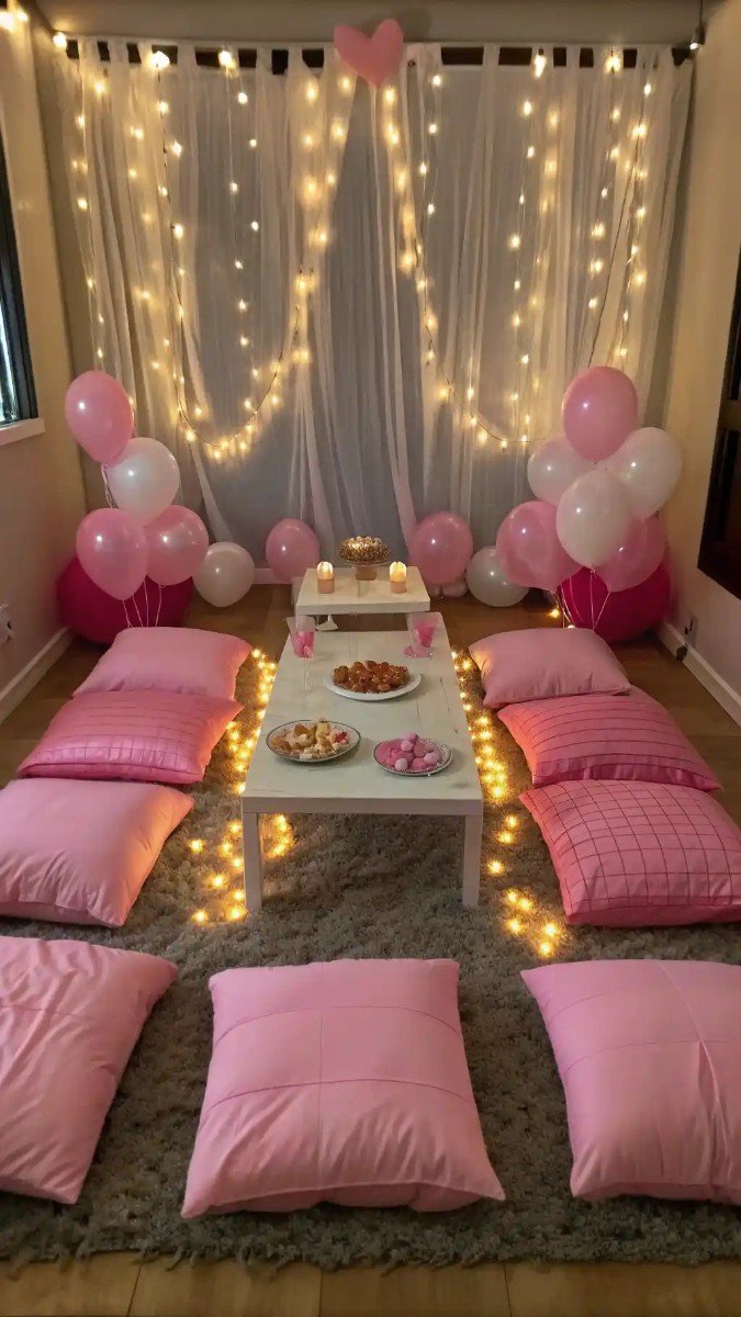 living room birthday decorations pink 19