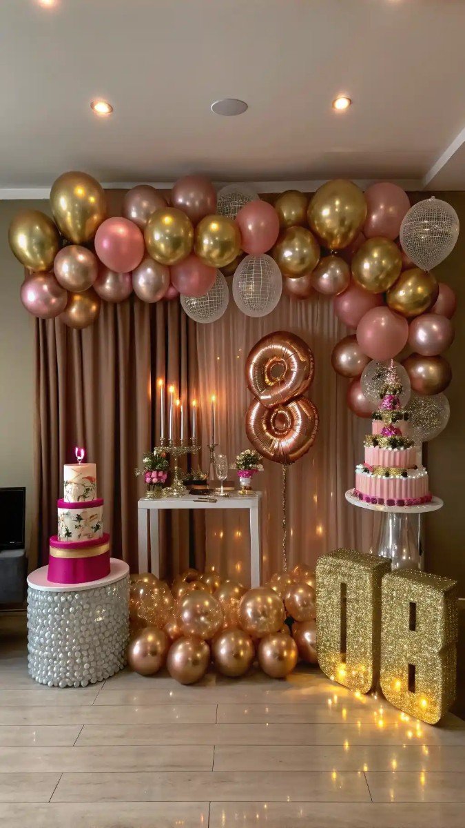 living room birthday decorations pink 20