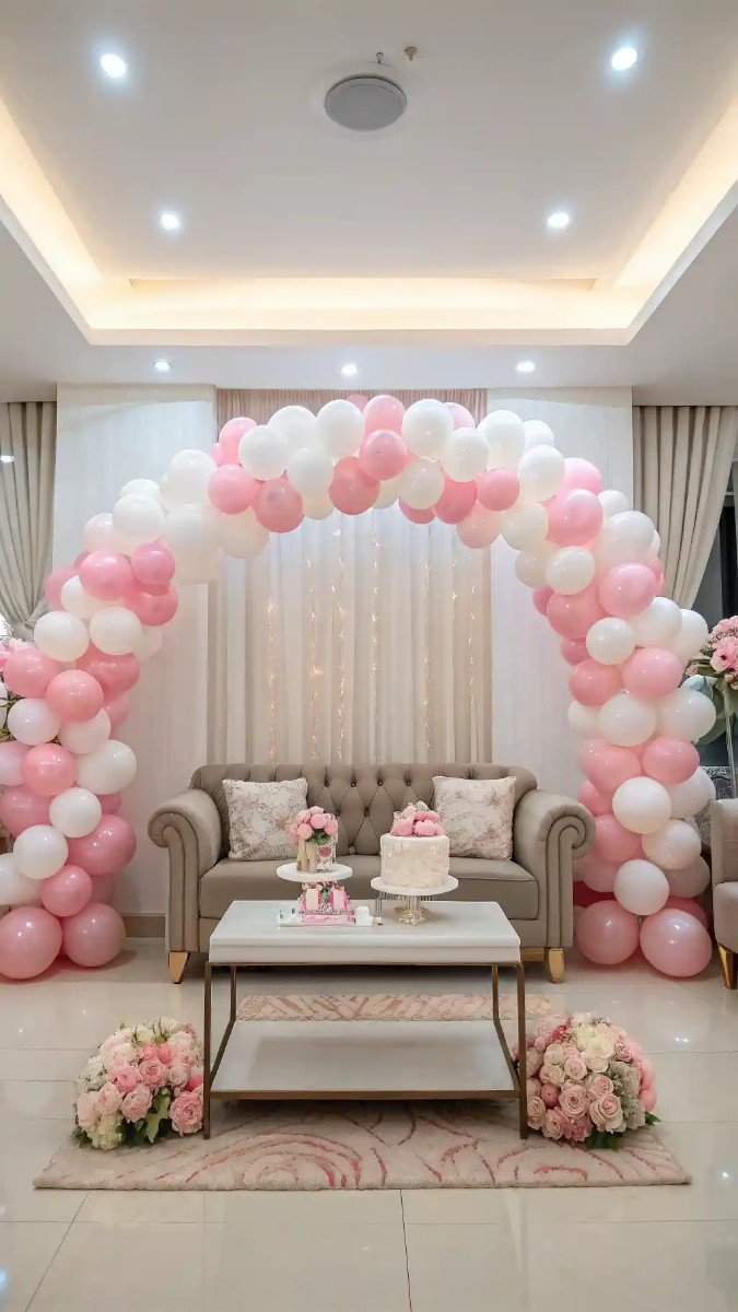 living room birthday decorations pink 23