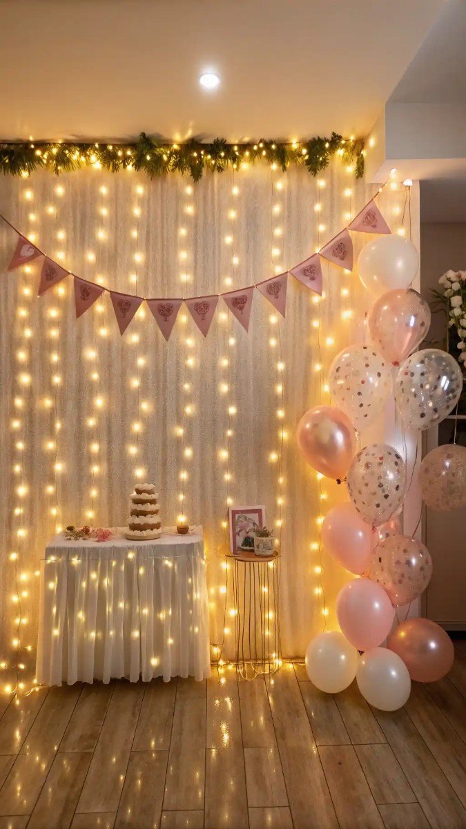 living room birthday party decor wall 3