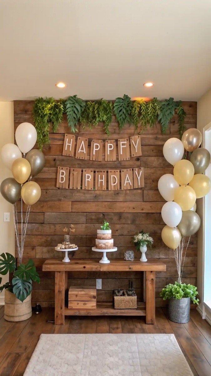 living room birthday party decor wall 6