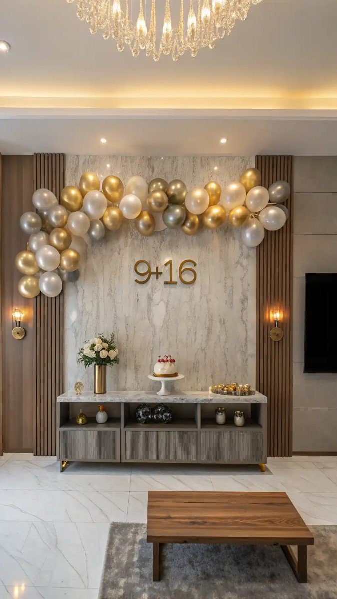 living room birthday party decor wall 7
