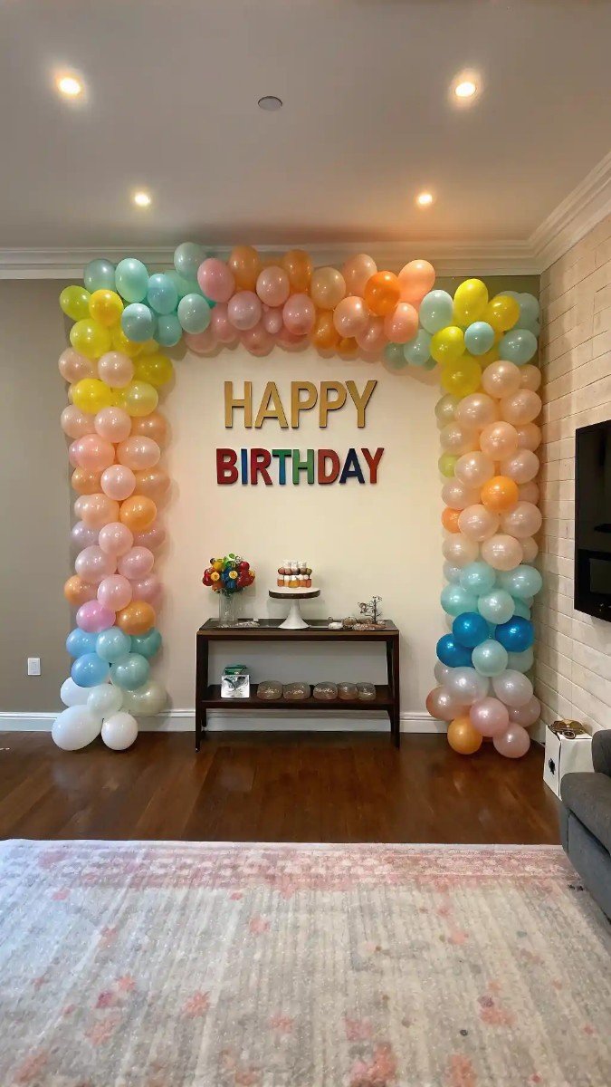 living room birthday party decor wall 9
