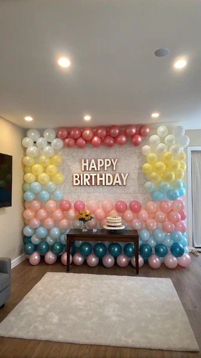 living room birthday party decor wall 10