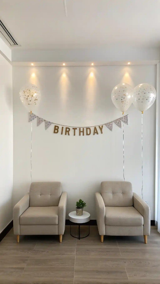 living room birthday party decor wall 15