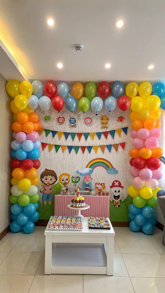 living room birthday party decor wall 17