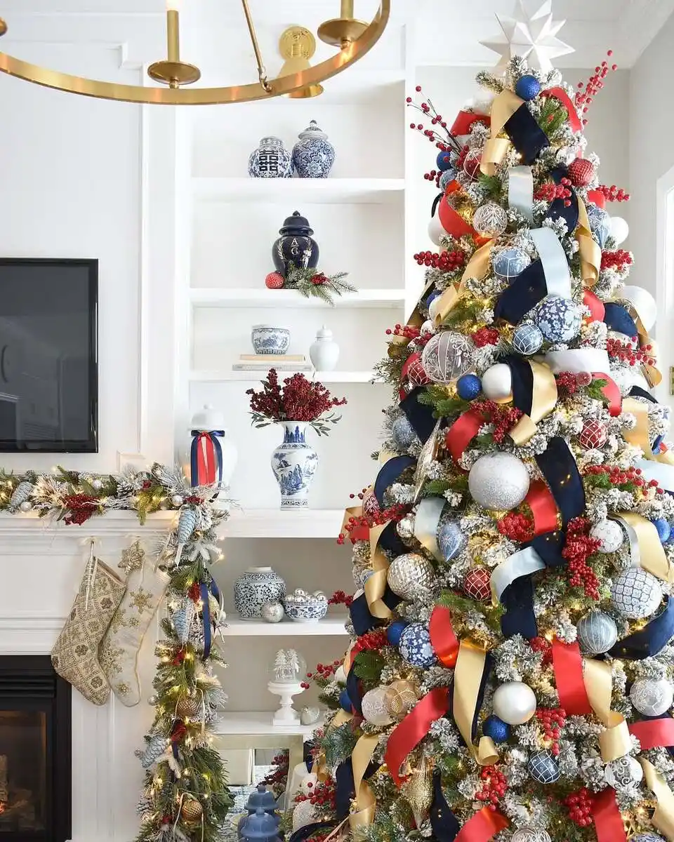 blue and red christmas decor ideas