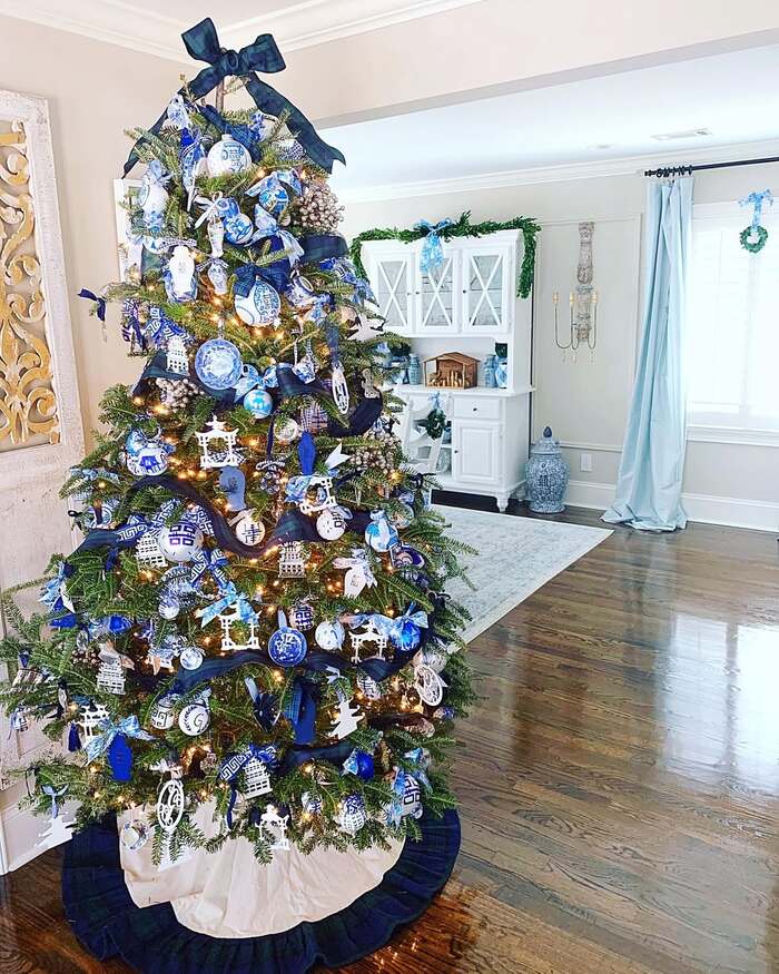 Blue and White Christmas Tree
