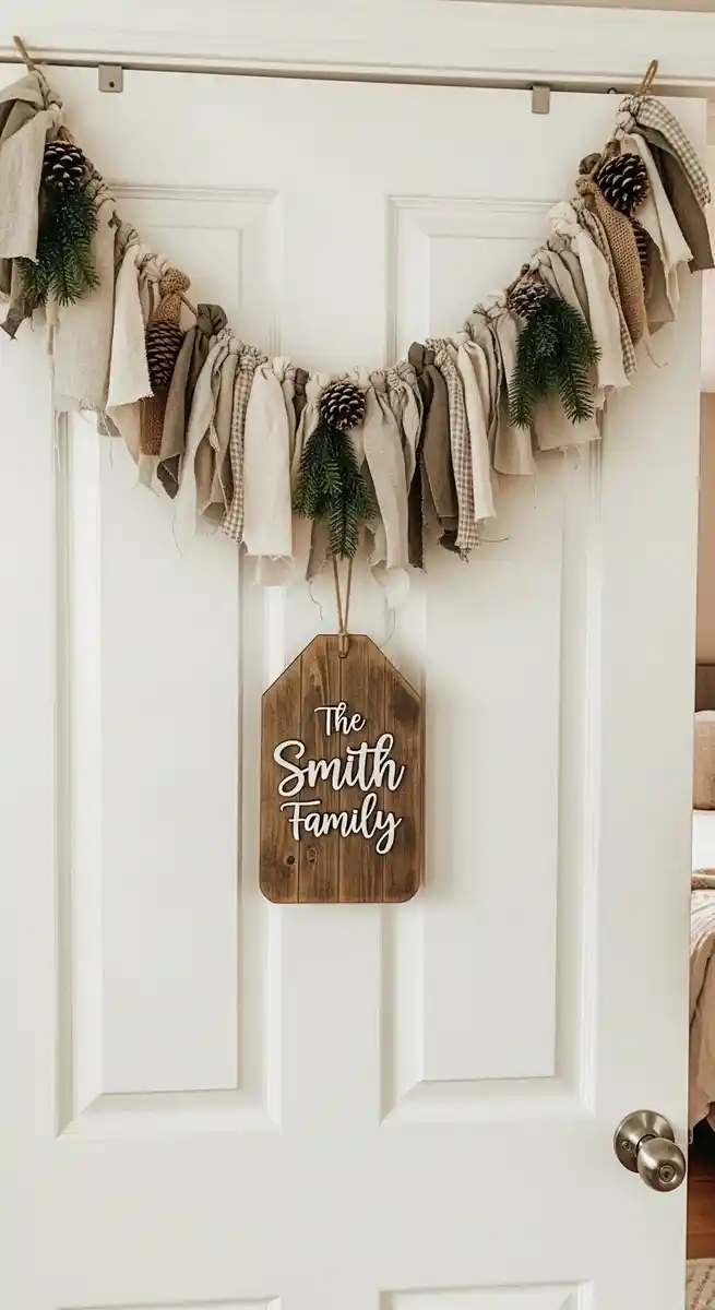 natural christmas bedroom door decorations