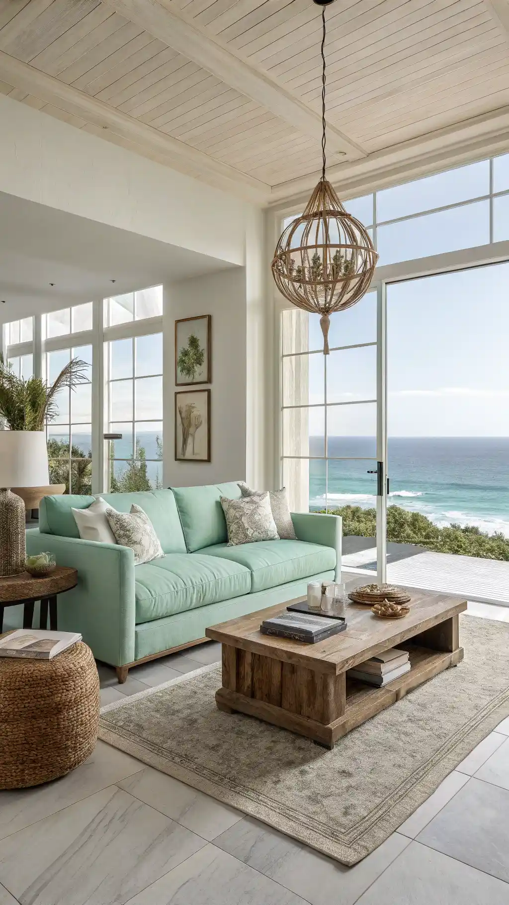 Coastal Zen Marble Living Room