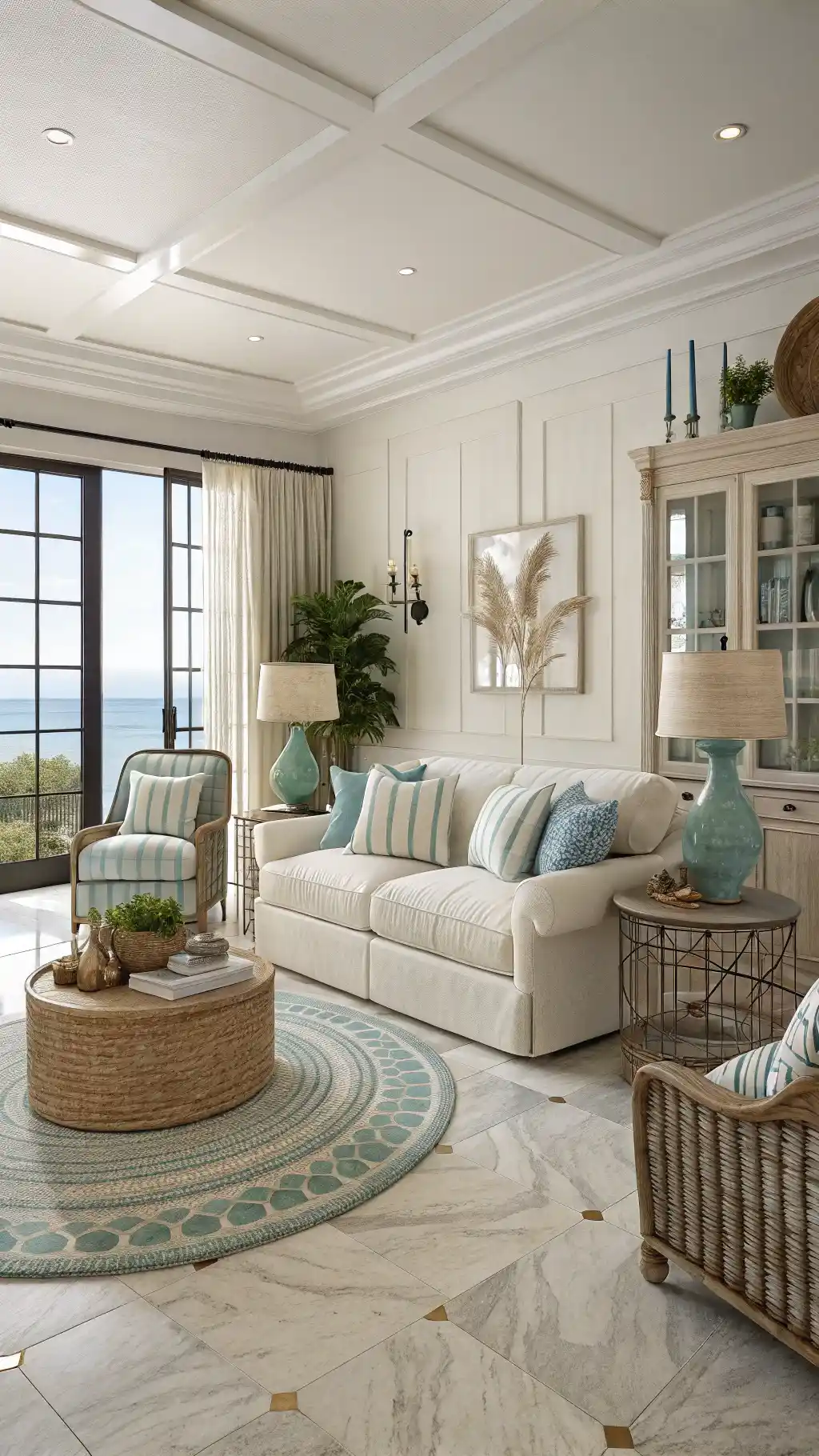 Coastal Calm Marble Living Room