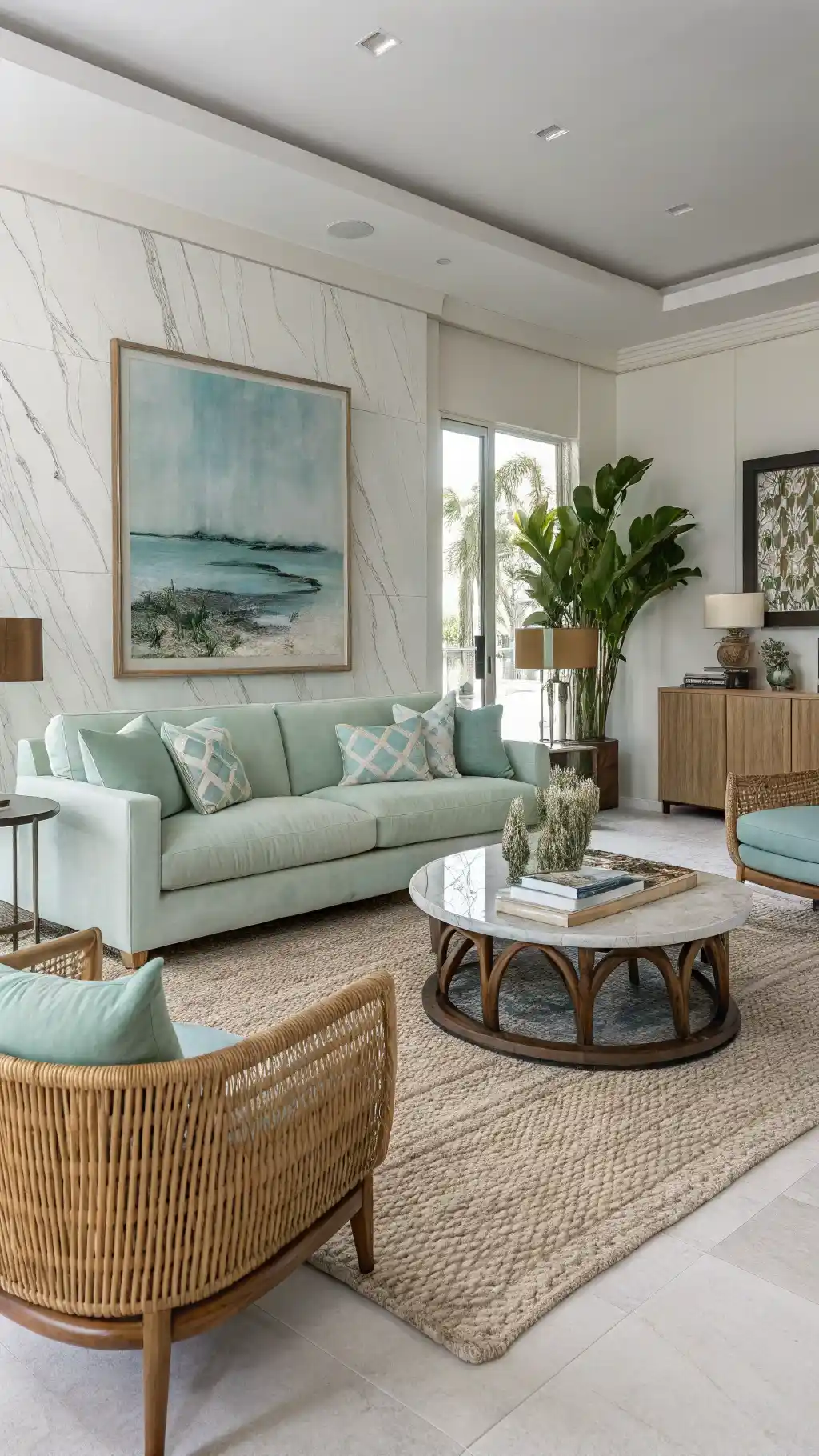 Coastal Calm Marble Living Room