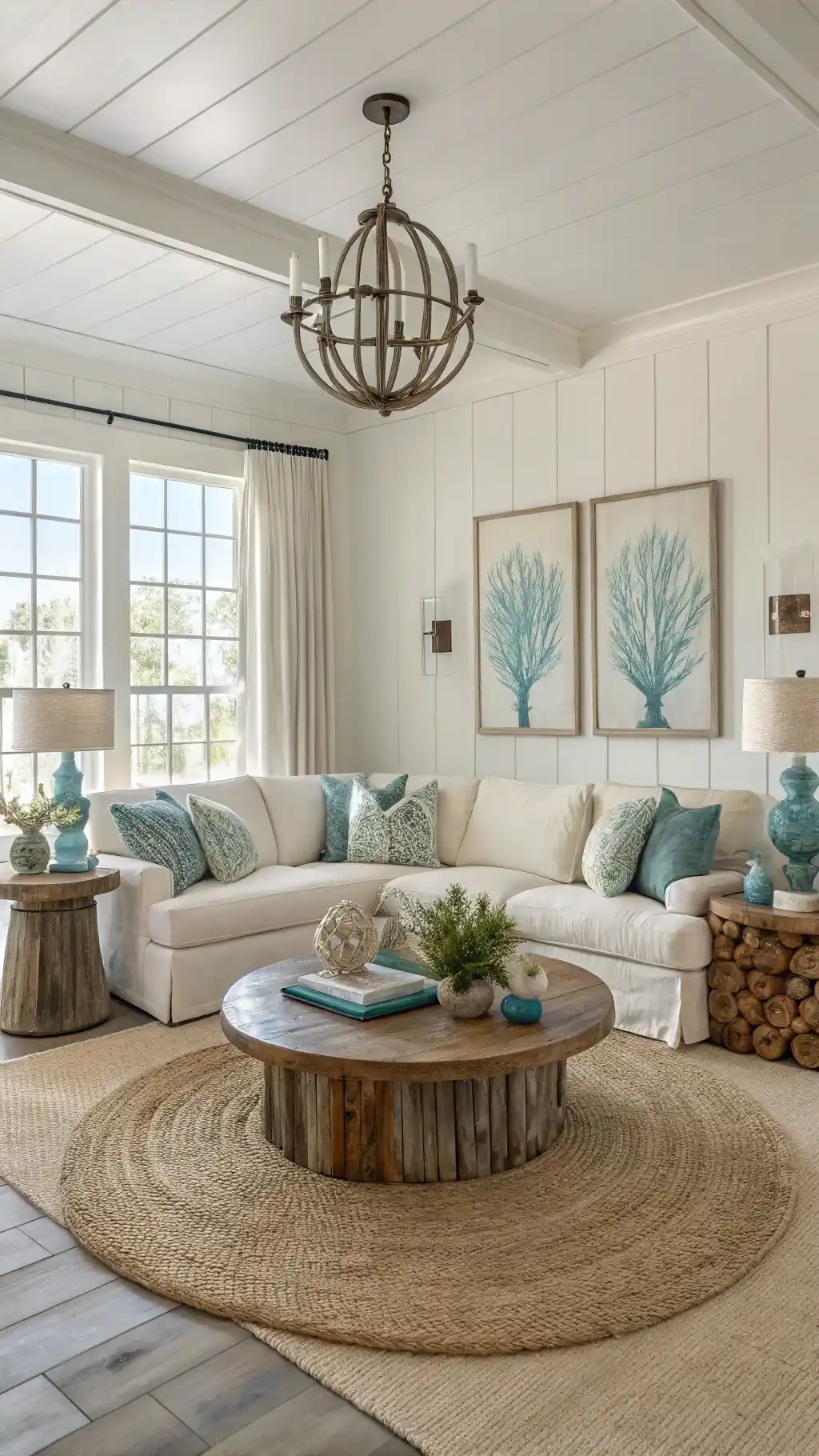 Coastal Chic Marble Living Room