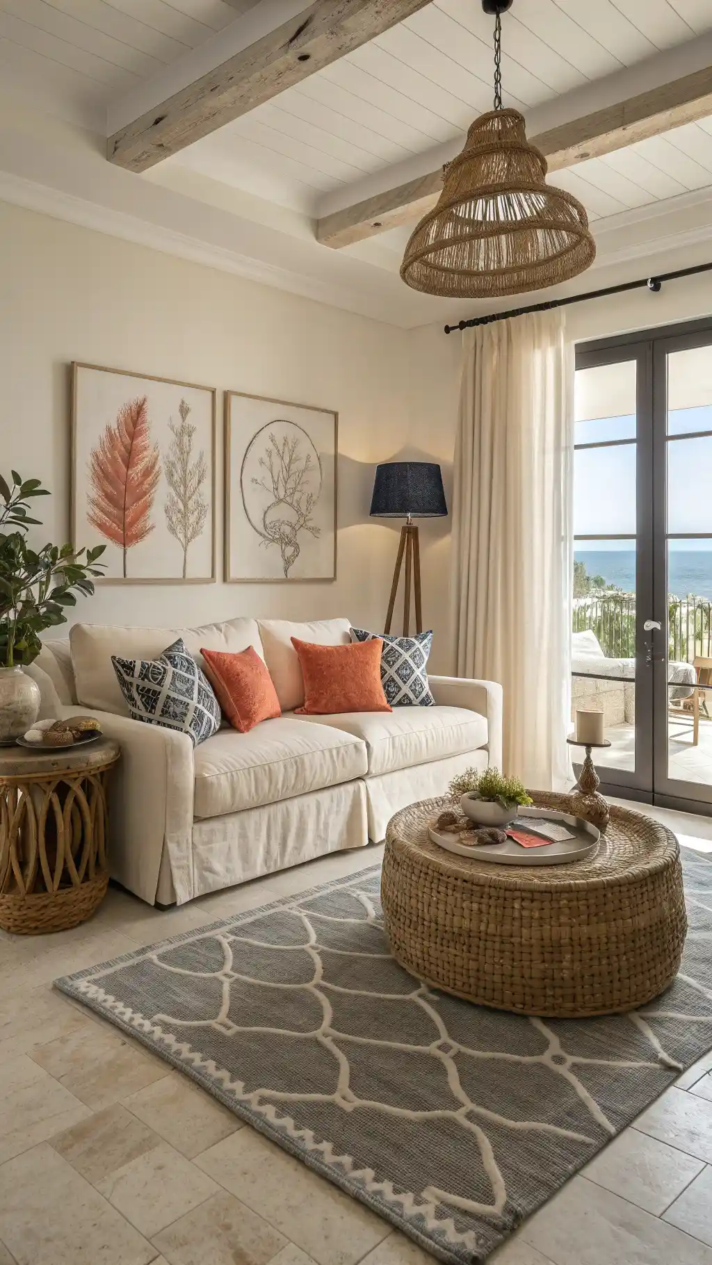 Coastal Chic Marble Living Room