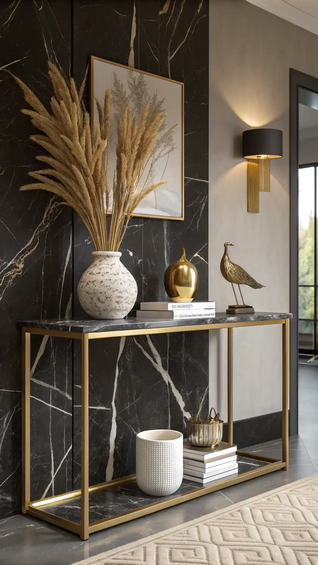 Sculptural Brass Console Table Display