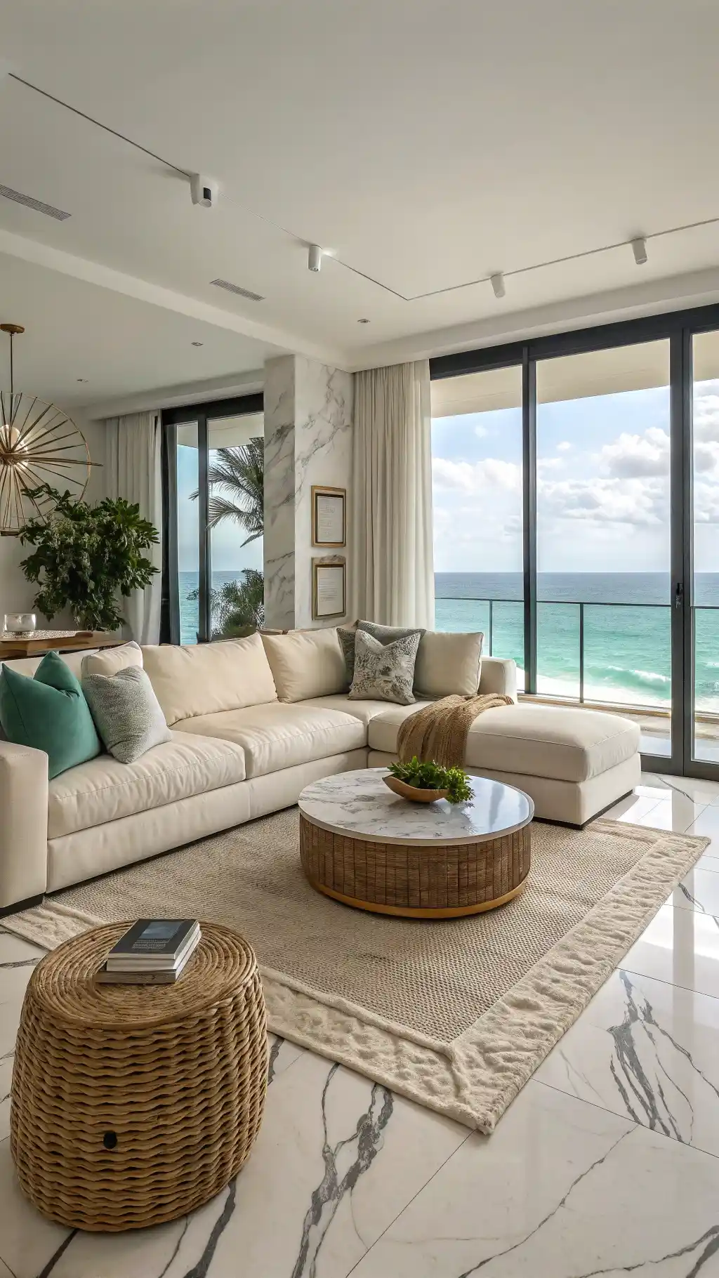 Coastal Calm Marble Living Room