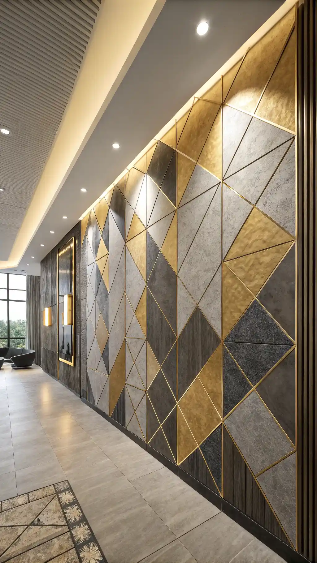 Accent Wall Metallic Geometric Panels