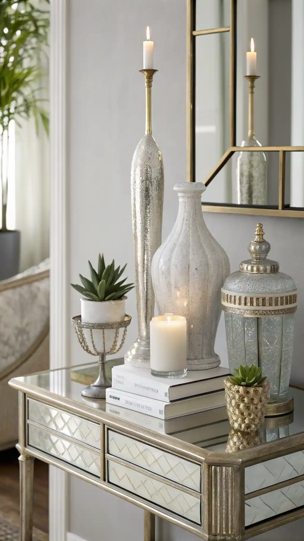 Glossy Metallic Accent Table Styling