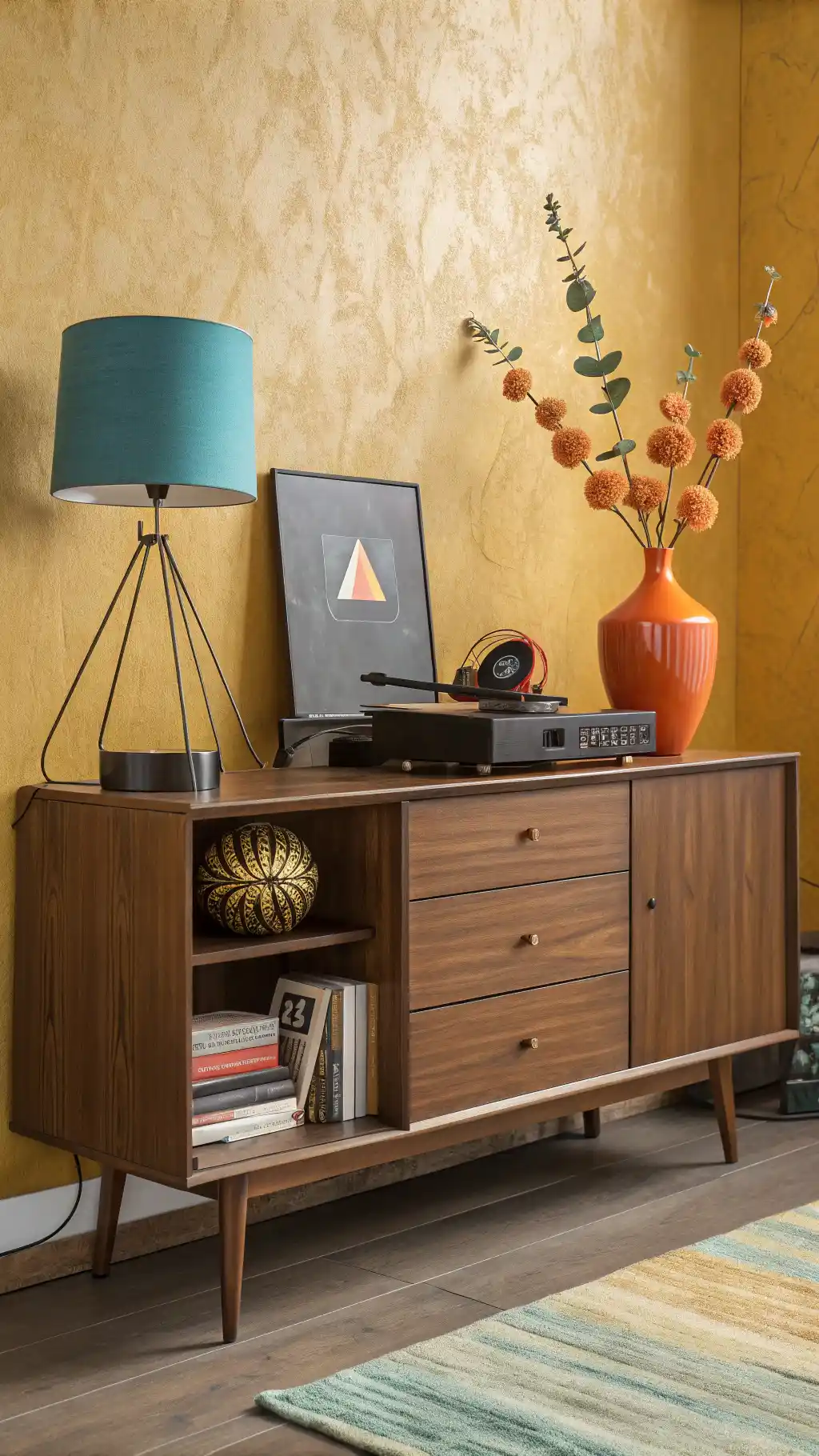 Mid-Century Modern Credenza Focus