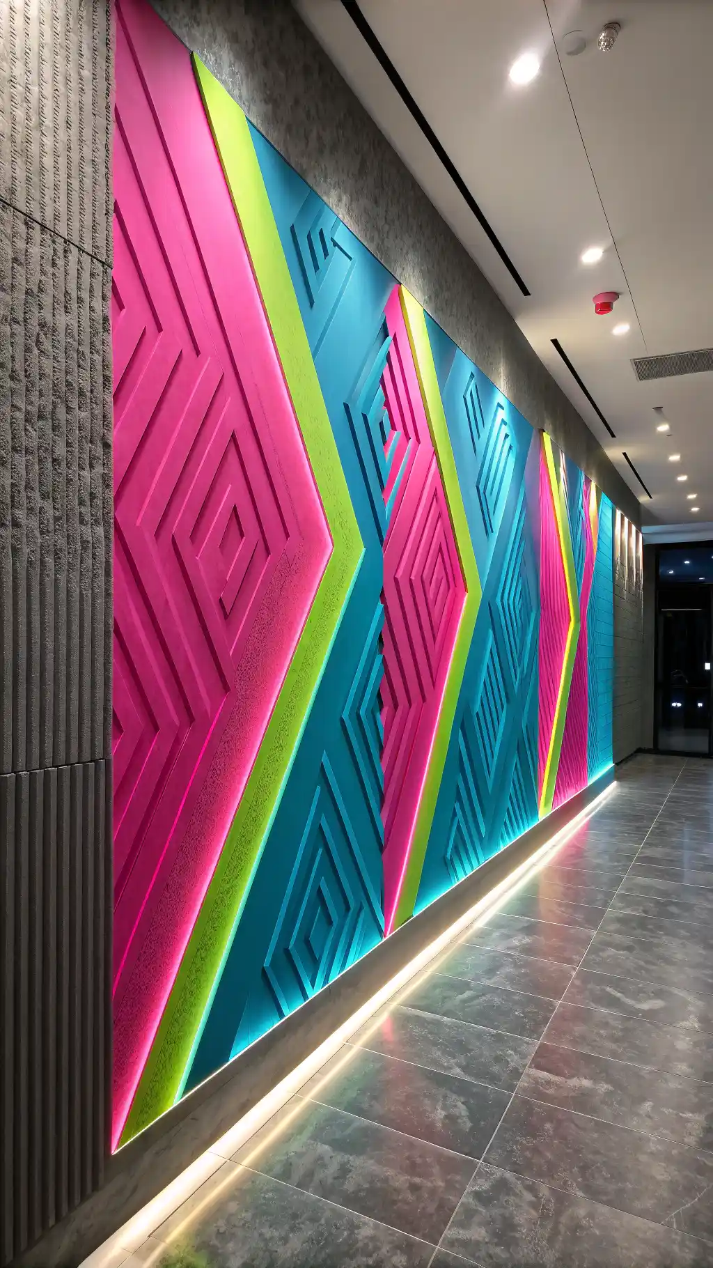 Neon Geometric Accent Wall