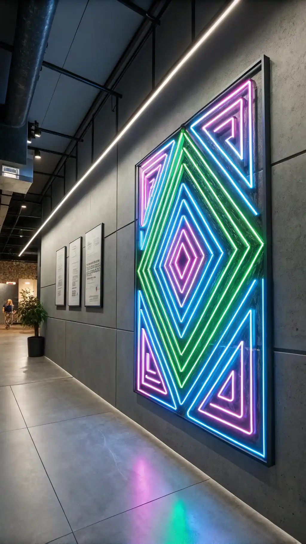 Neon Geometric Wall Art Display