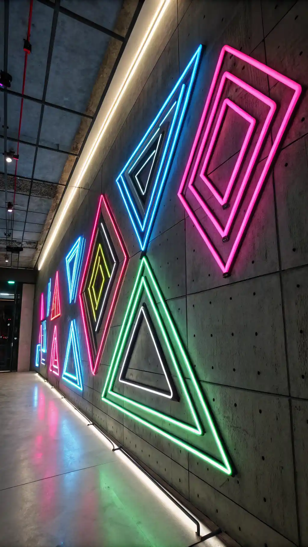 Neon Geometric Wall Art Display