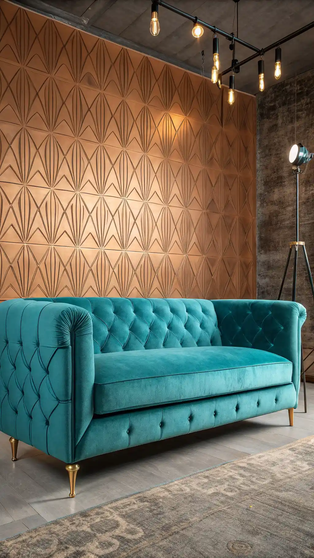 Bold Geometric Velvet Sofa Style