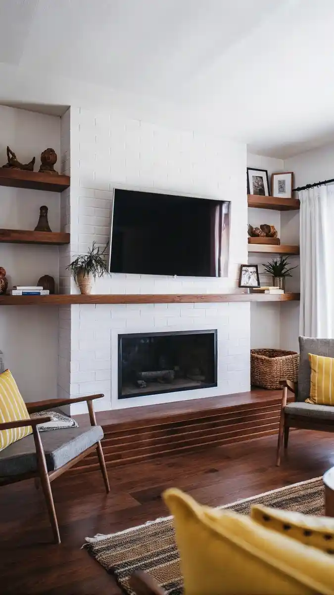 Minimalist floating shelf decor ideas for living room