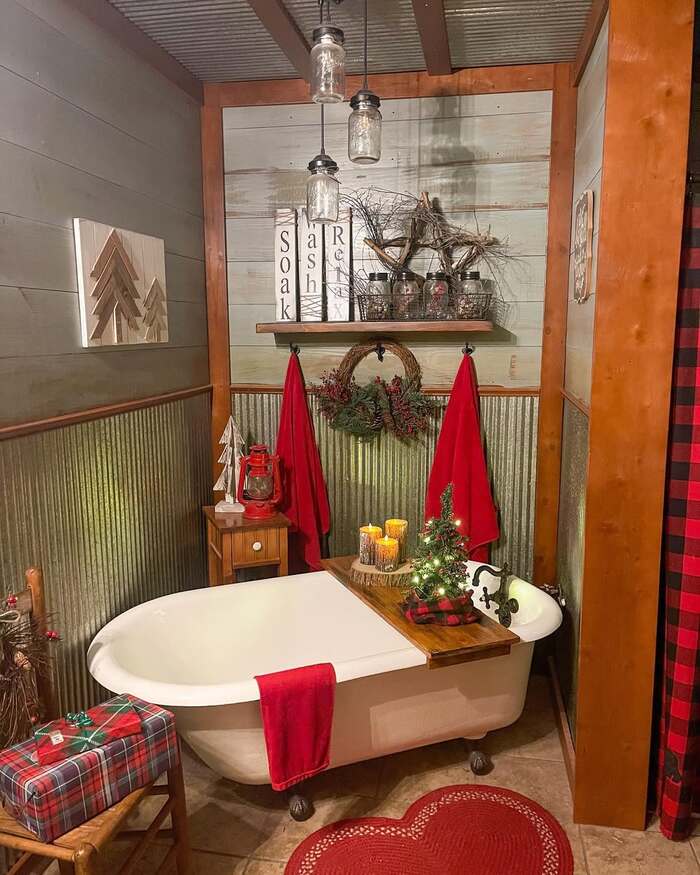 Rustic christmas bathroom decor